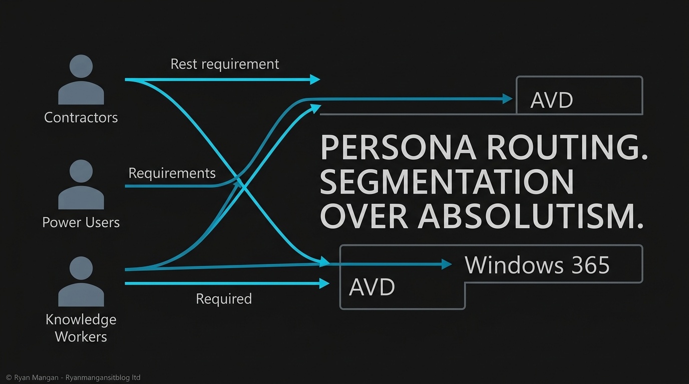 Control-plane comparison between Azure Virtual Desktop and Windows 365.