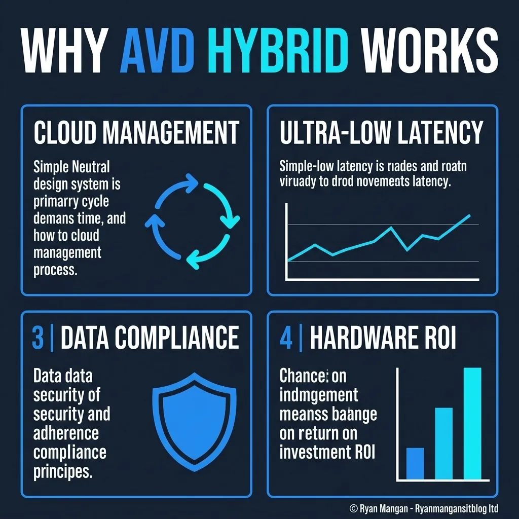 Azure Virtual Desktop Hybrid deployment infographic.