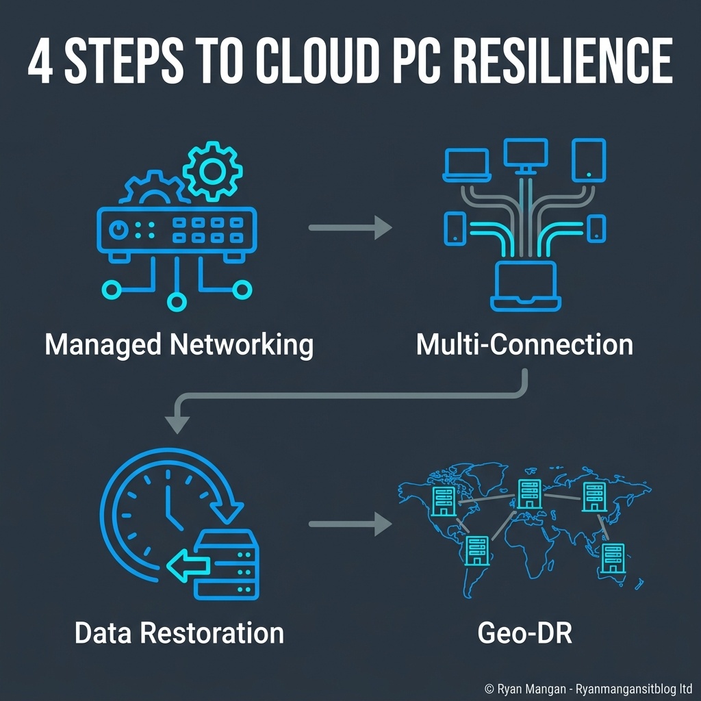 Windows 365 service resilience infographic.