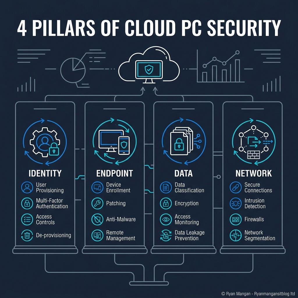 Windows 365 security controls infographic.