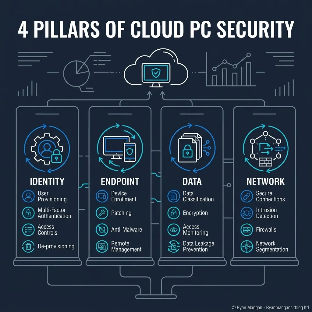 Windows 365 security controls infographic.