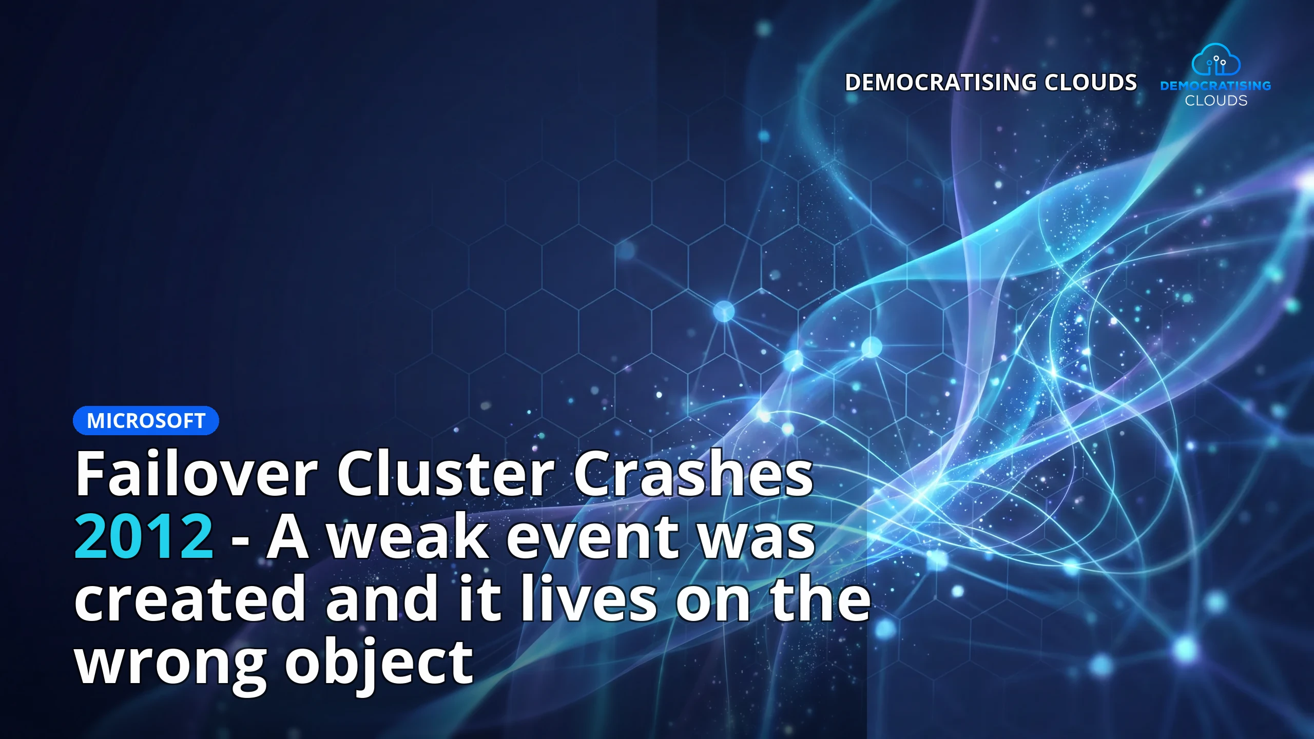 Failover Cluster Crashes 2012 - A weak event was created and it lives on the wrong object