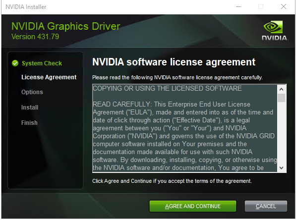 NVIDIA Graphics Driver Installer Window