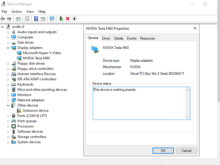 Device Manager Showing M60