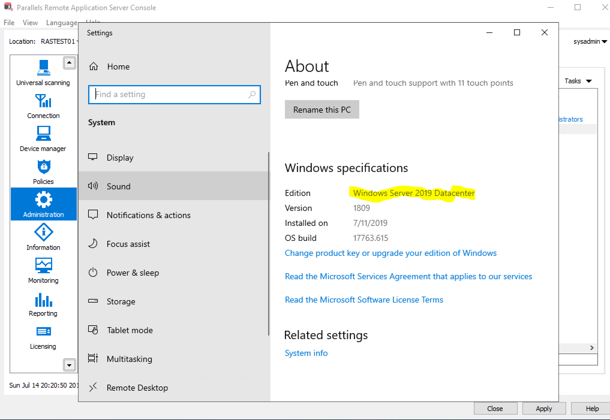 RAS on Server 2019